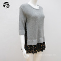 Sweaters Women Autumn Winter Half Sleeve Pullover European Style Tops Chunky Sweater With Chiffon Stitching